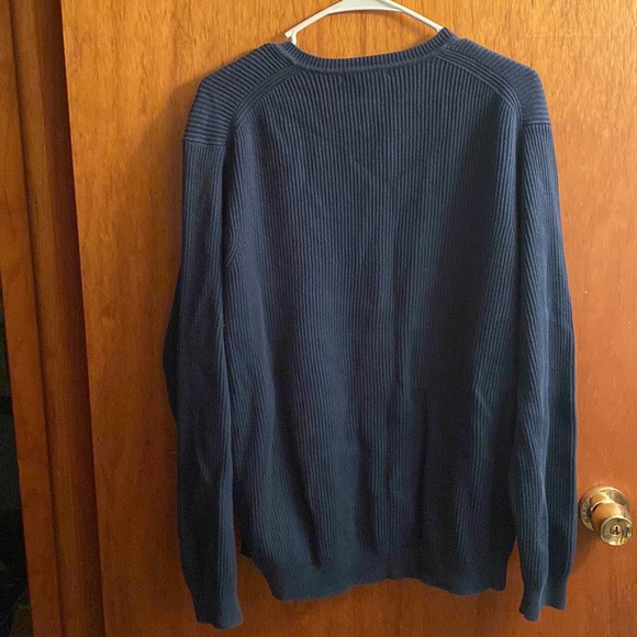 System Men’s Collection Blue Ribbed V-Neck Sweater - Picture 2 of 3